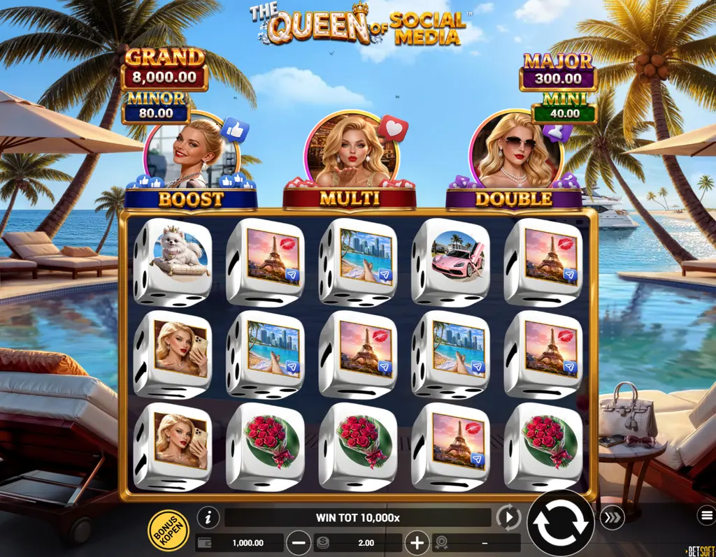 Gameplay The Queen of Social Media Dice Slot versie