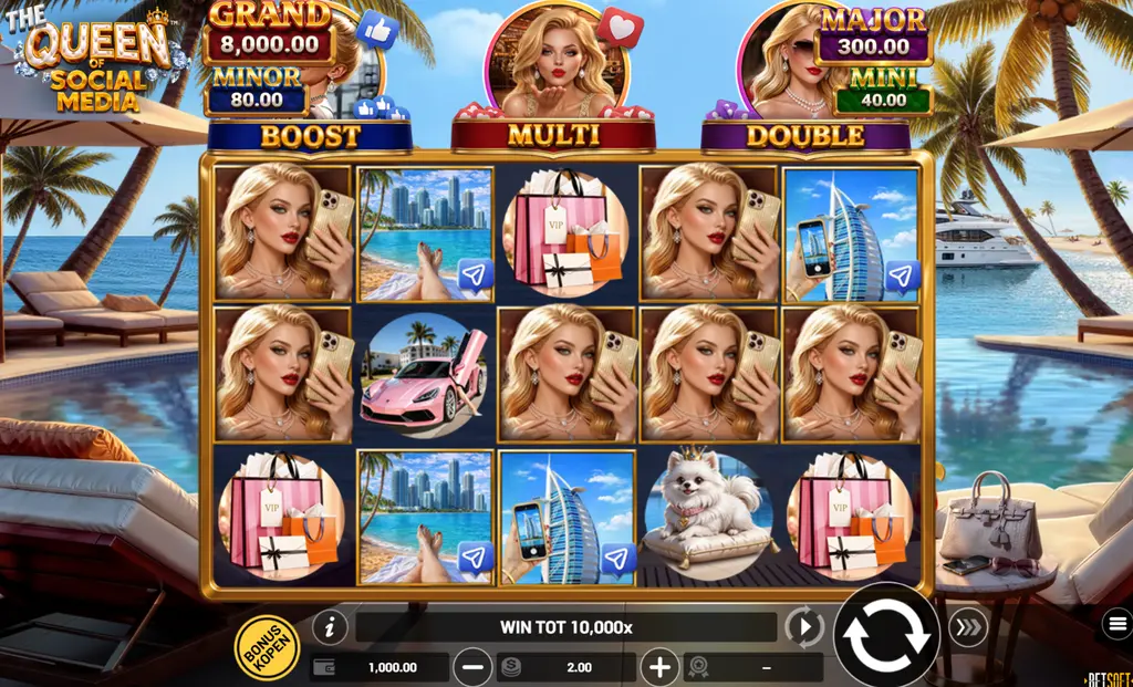Gameplay The Queen of Social Media videoslot versie